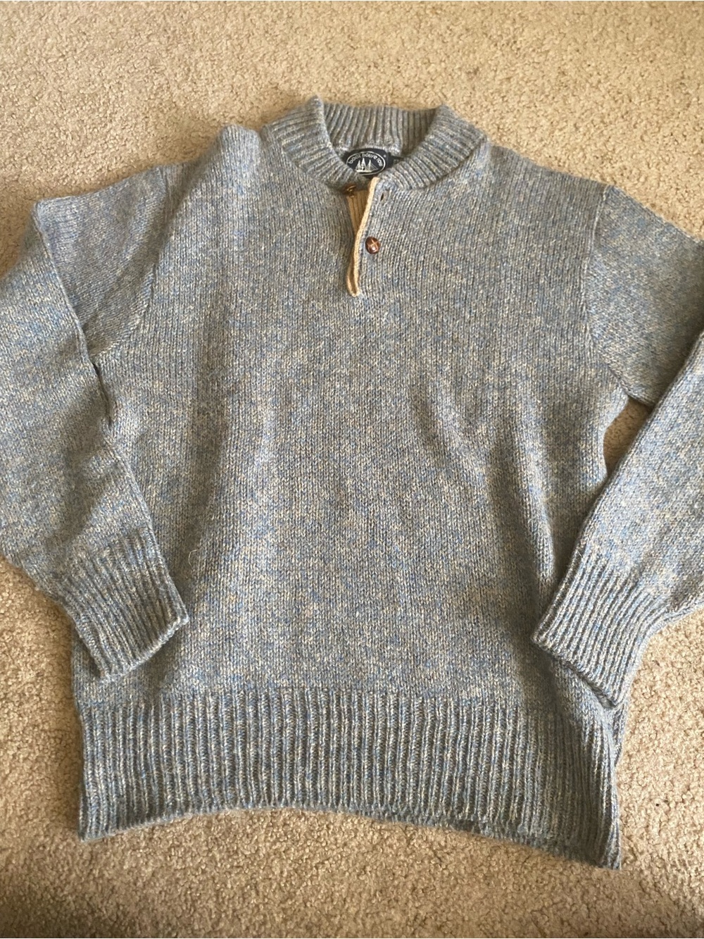 Vintage Boat House Row Wool Henley Sweater Grey Marled Mens Medium